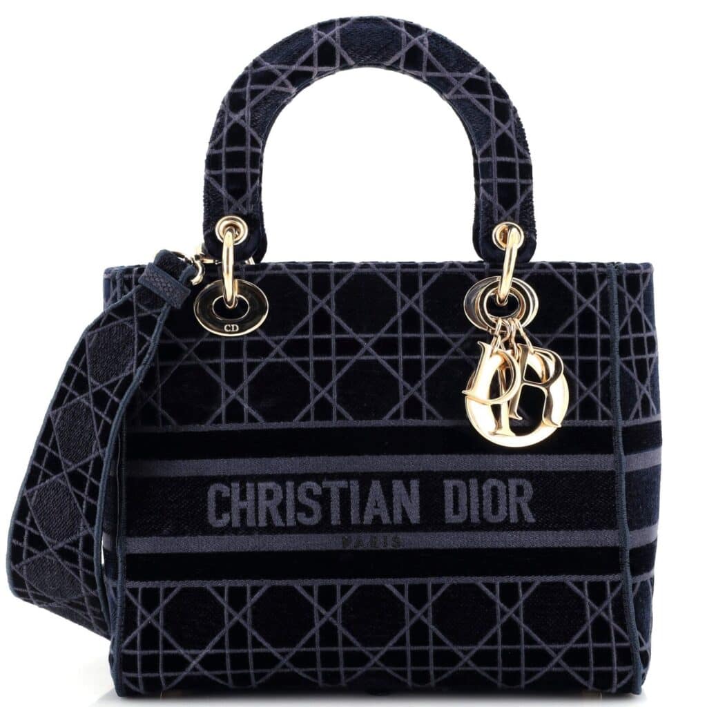 Dior Embroidered Velvet Medium Lady D-Lite Bag